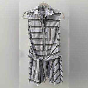 Derek Lam 10 Crosby Blue & Gray‎ Striped Tie Waist Shirt Dress​​, Size 8